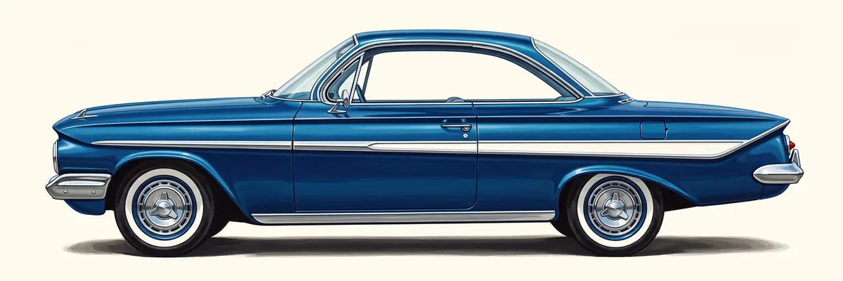 Side view of a 1961 Chevrolet Impala Super Sport sport coupe with the bubble-top roof