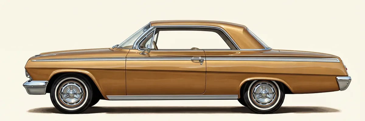 Side view of a 1962 Chevrolet Impala sport coupe with its convertible-look roof