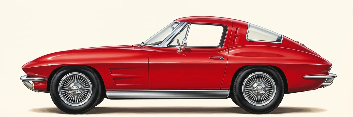 Side view of a 1963 Chevrolet Corvette Sting Ray split-window sport coupe