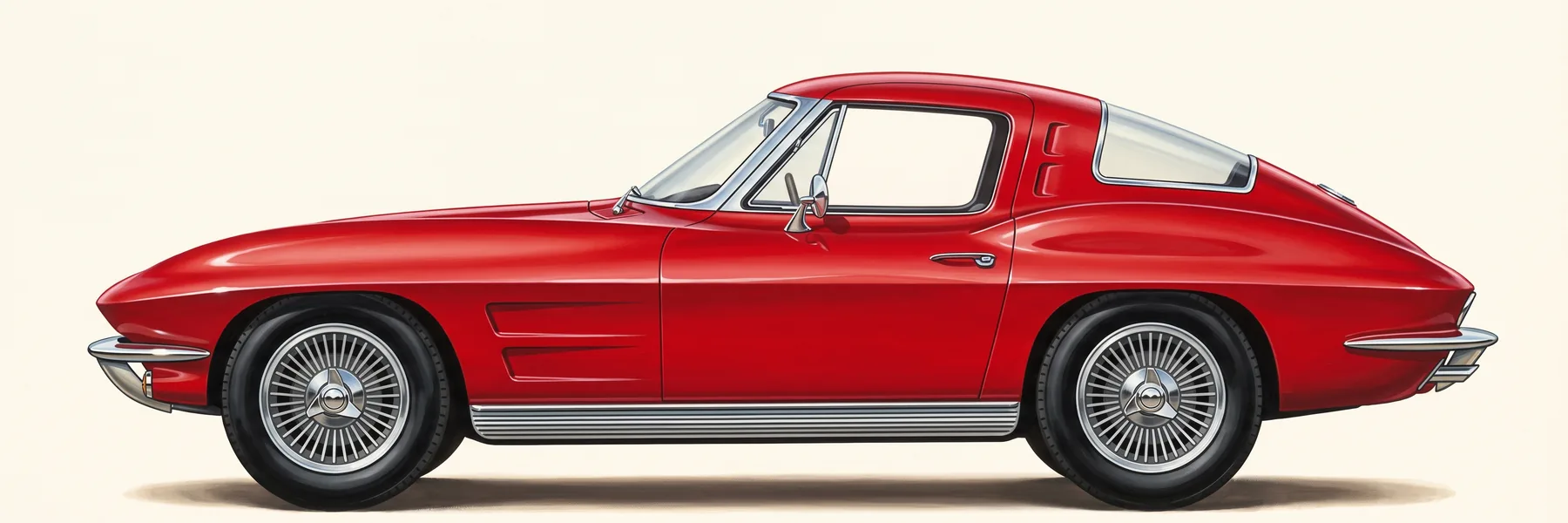 Side view of a 1963 Chevrolet Corvette Sting Ray split-window sport coupe