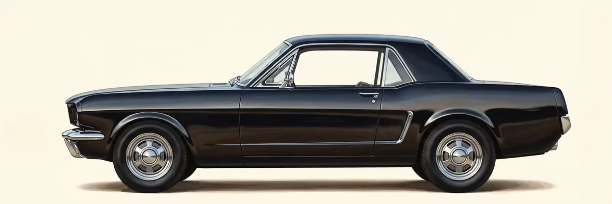 Side profile of a 1965 Ford Mustang hardtop