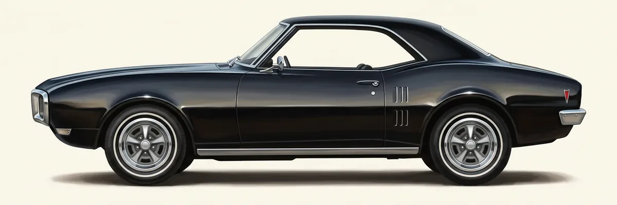 Side view of a 1968 Pontiac Firebird hardtop with the side-marker lamps