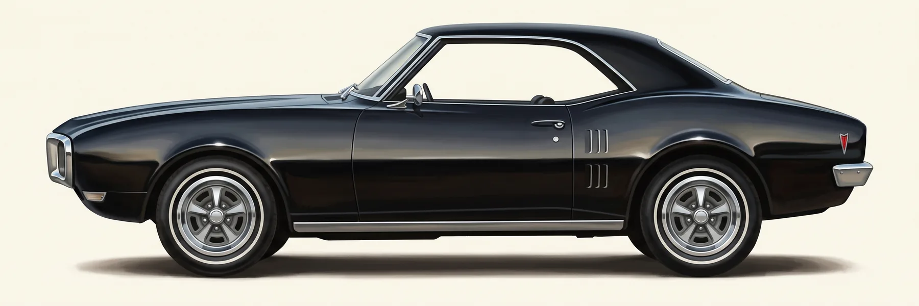 Side view of a 1968 Pontiac Firebird hardtop with the side-marker lamps