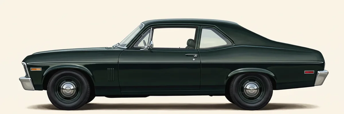 Side view of a 1969 Chevrolet Nova coupe with the simulated vents on the front fender