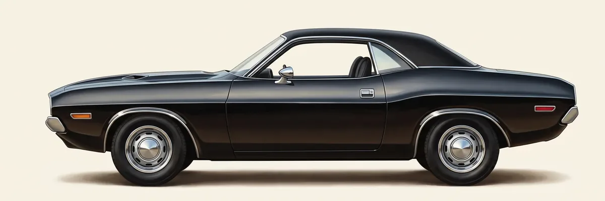 Side view of a 1974 Dodge Challenger hardtop in black
