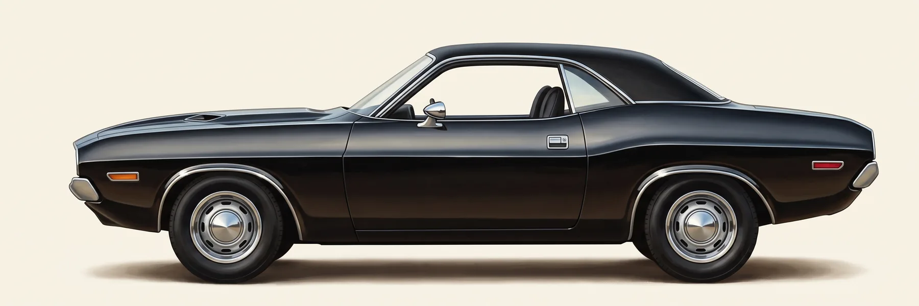 Side view of a 1974 Dodge Challenger hardtop in black